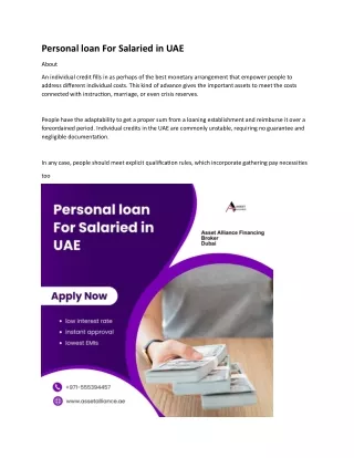 Personal loan For Salaried in UAE