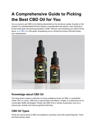 Buy CBD Oil_ A Comprehensive Guide to Choosing the Best CBD Oil