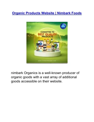 Organic Products Website | Nimbark Foods