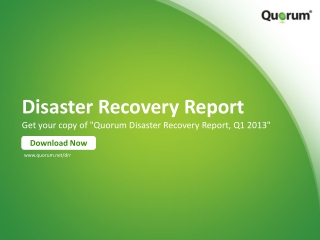Disaster Recovery Report Quarter 1 2013 by Quorum Inc.