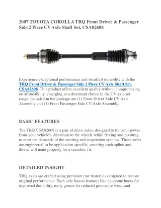 trq cv axle review