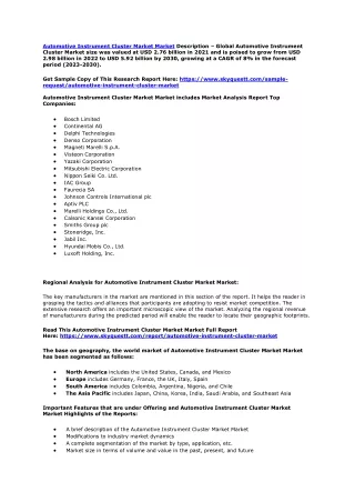 Automotive Instrument Cluster Market Market