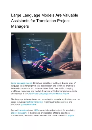 Large Language Models Are Valuable Assistants for Translation Project Managers