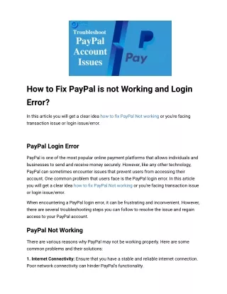 How to Fix PayPal is not Working and Login Error?