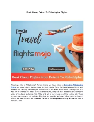 Book Cheap Detroit To Philadelphia Flights