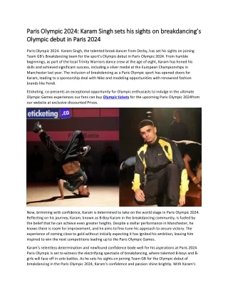 Paris Olympic 2024  Karam Singh sets his sights on breakdancing’s Olympic debut in Paris 2024