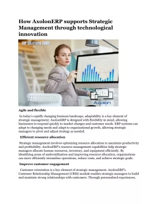 How AxolonERP supports Strategic Management through technological innovation