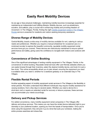 Easily Rent Mobility Devices