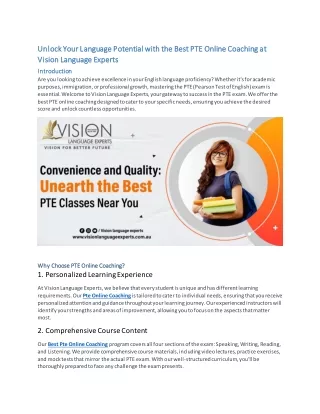 Unlock Your Language Potential with the Best PTE Online Coaching at Vision Langu