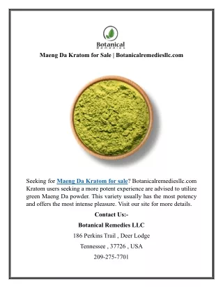 Maeng Da Kratom for Sale  Botanicalremediesllc