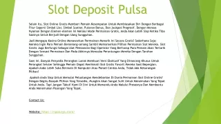 Slot Deposit Pulsa