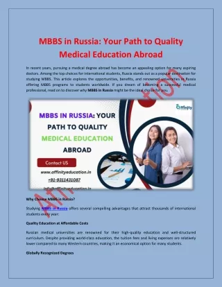MBBS in Russia: Your Path to Quality Medical Education Abroad