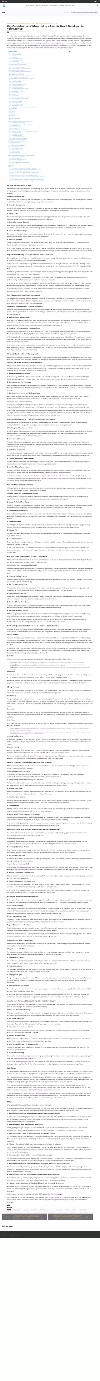 Key Considerations When Hiring a Remote React Developer
