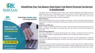 Simplifying Your Tax Season: Rami Kaai's Personal Tax Service in Scarborough