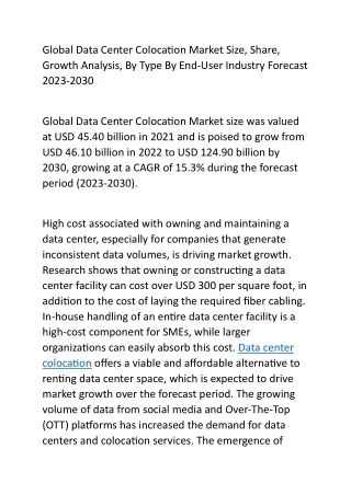 Global Data Center Colocation Market Size