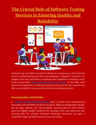 The Crucial Role of Software Testing Services in Ensuring Quality and Reliability