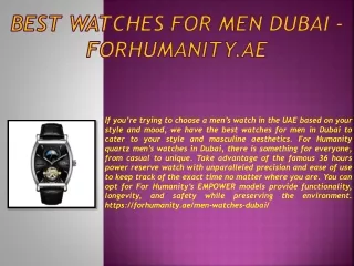Best Watches for Men Dubai - forhumanity.ae