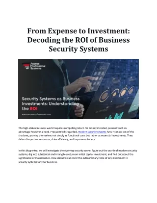 Decoding the ROI of Business Security Systems.