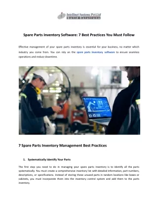 Spare Parts Inventory Software: 7 Best Practices You Must Follow - Intellinet