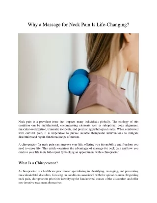 Why a Massage for Neck Pain Is Life-Changing