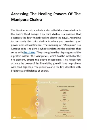 Accessing The Healing Powers Of The Manipura Chakra