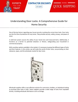 Understanding Door Locks: A Comprehensive Guide for Home Security