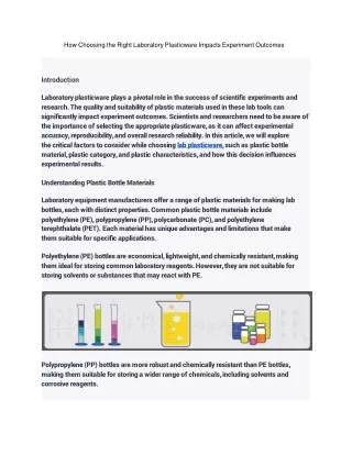 How Choosing the Right Laboratory Plasticware Impacts Experiment Outcomes