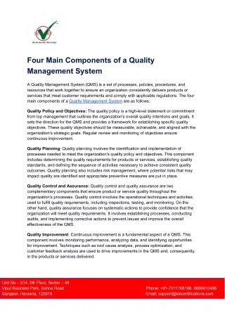 Four Main Components of a Quality Management System