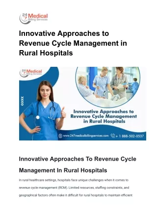 Innovative Approaches to Revenue Cycle Management in Rural Hospitals