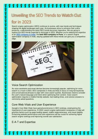 Unveiling the SEO Trends to Watch Out for in 2023