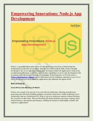 Empowering Innovations-Node.js App Development