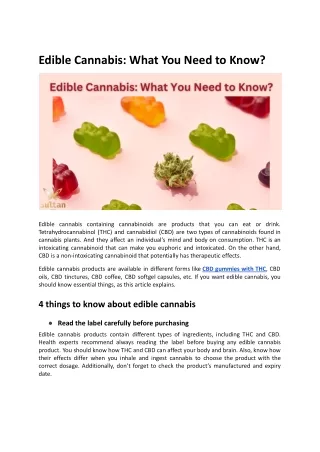 Edible Cannabis: What You Need to Know?