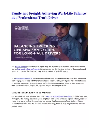 Achieving Work-Life Balance as a Professional Truck Driver (1)