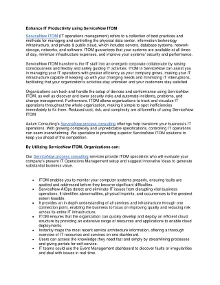 Enhance IT Productivity using ServiceNow ITOM