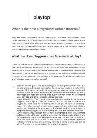 What is the best playground surface material - Playtop Ltd UK