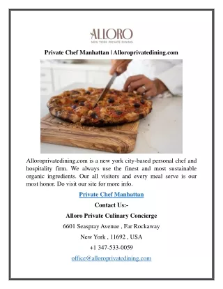 Private Chef Manhattan  Alloroprivatedining