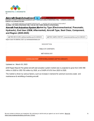 Aircraft Seat Actuation System Market Outlook For Next 5 Years