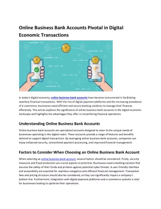 Online Business Bank Accounts_ Pivotal in Digital Economic Transactions