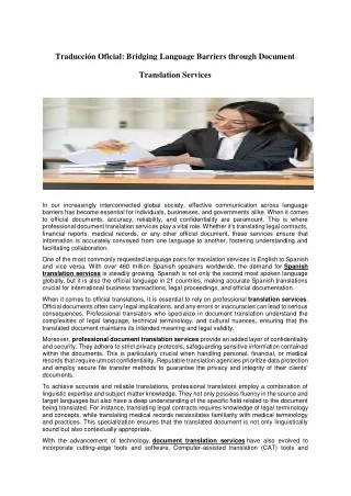 Traducción Oficial: Bridging Language Barriers through Document Translation Serv