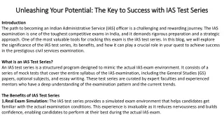 Unleashing Your Potential The Key to Success with IAS Test Series