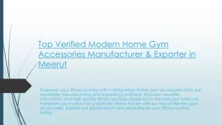 Top Verified Modern Home Gym Accessories Manufacturer & Exporter in Meerut