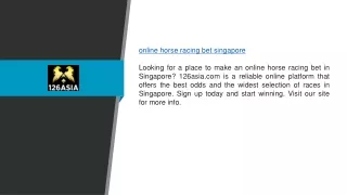 Online Horse Racing Bet Singapore | 126asia.com