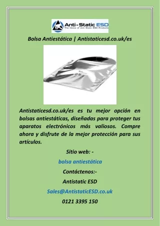 Bolsa Antiestática  Antistaticesd.co.uk