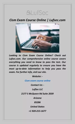 Cism Exam Course Online  Lufsec