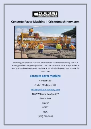 Concrete Paver Machine | Cricketmachinery.com