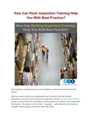 How Can Rack Inspection Training Help You With Best Practice