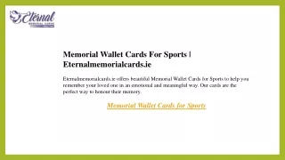 Memorial Wallet Cards For Sports  Eternalmemorialcards.ie