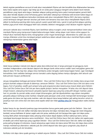 Situs Slot Demo Deposit Dengan Dana Kredibel Dengan Resmi