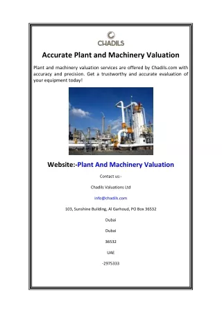 Accurate Plant and Machinery Valuation