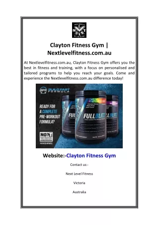 Clayton Fitness Gym  Nextlevelfitness.com.au